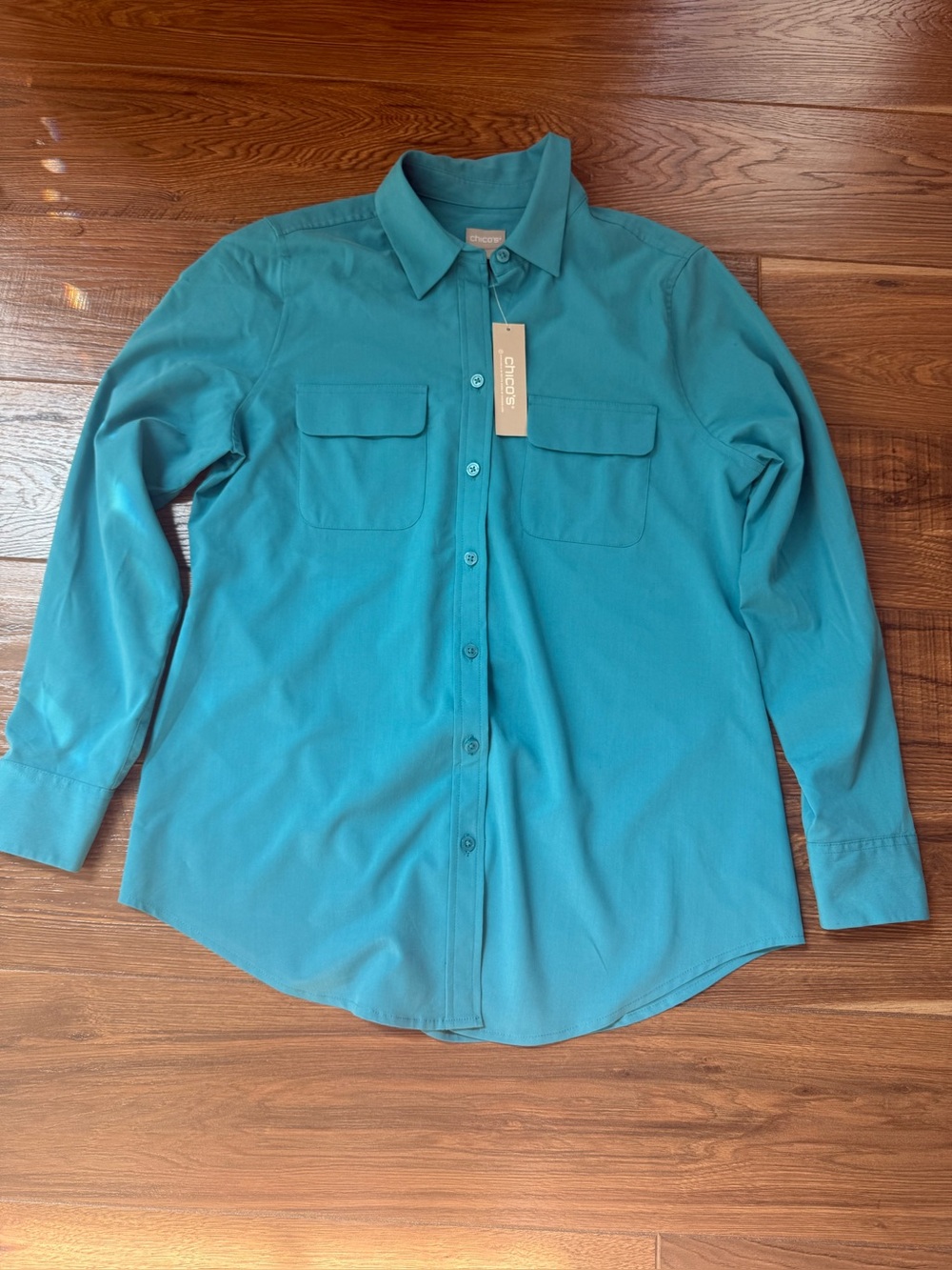 Chico's Vibrant Teal Collared Shirt